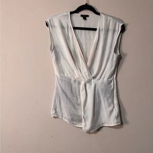 Halogen White Sleeveless Wrap Blouse